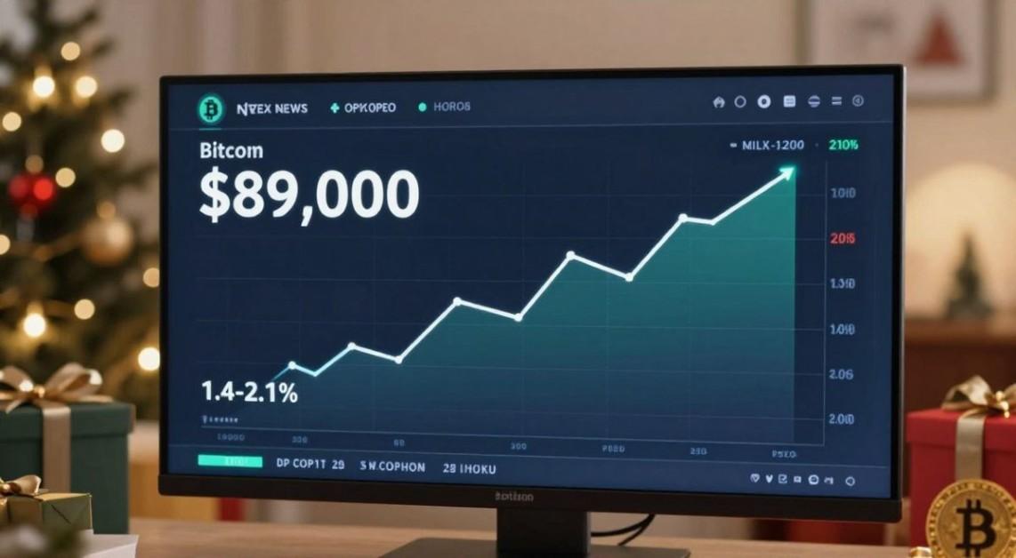 Bitcoin holds $89,000 (up 1.4-2.1% in 24h) Dec 26, 2025 on holiday volumes; global crypto cap $2.96T