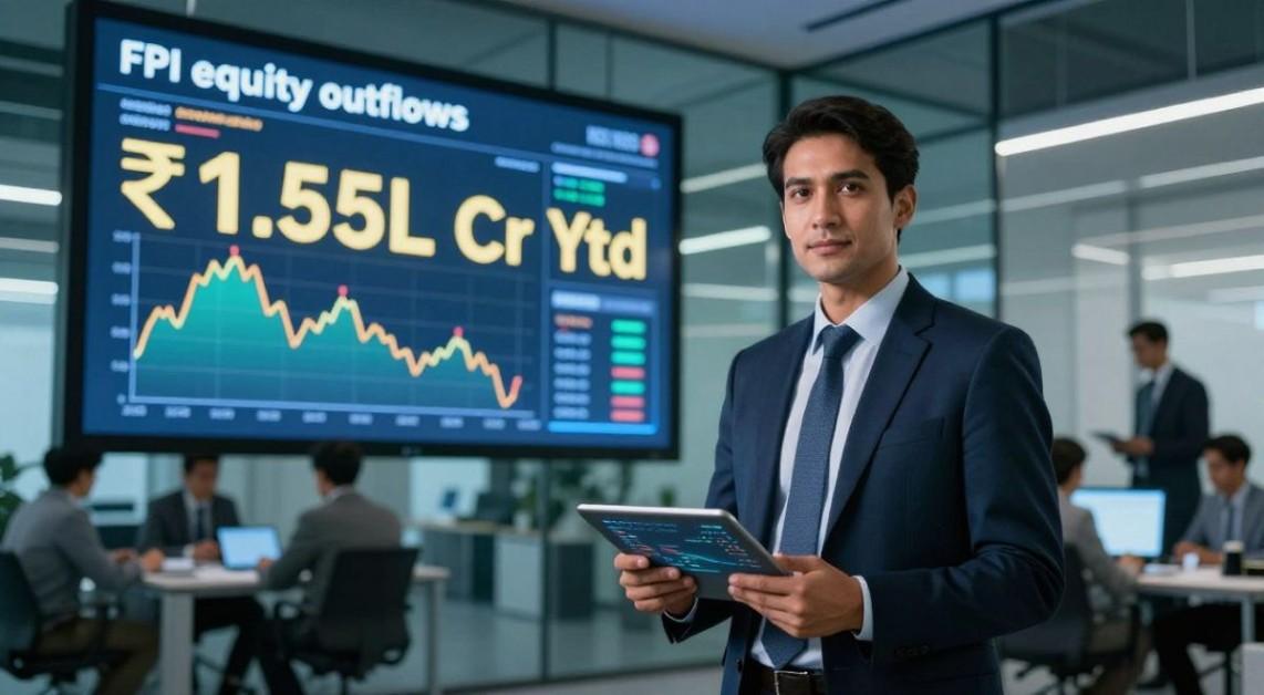 FPI equity outflows ₹1.55L Cr YTD; DII buys counter valuations, trade risks
