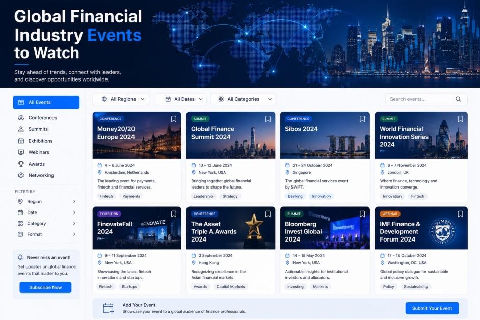 Global Financial Industry Events to Watch:Major Conferences, Summits & Expos Shaping Finance in 2026