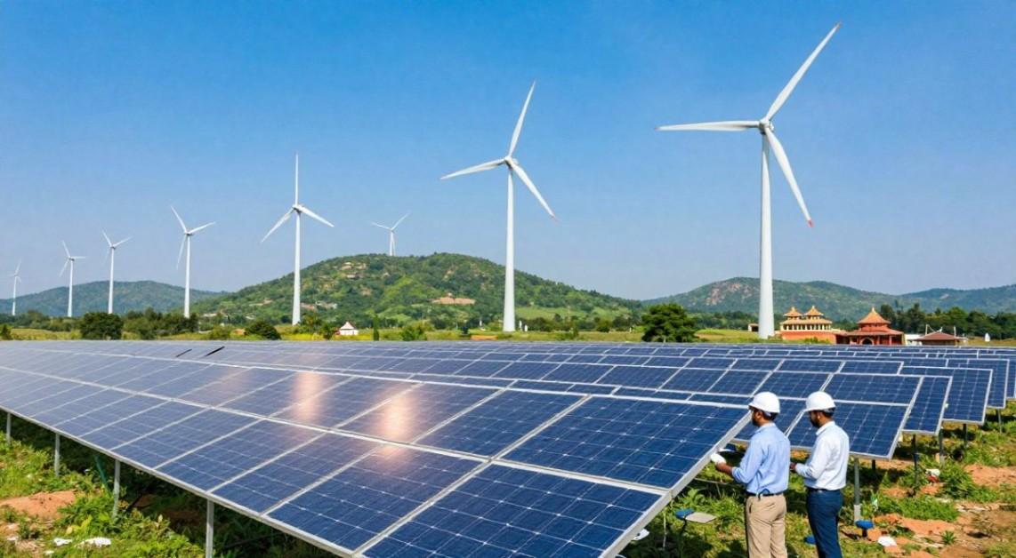 India added record 44.5 GW renewable energy in 2025; non-fossil fuel share hit 51.5% milestone.