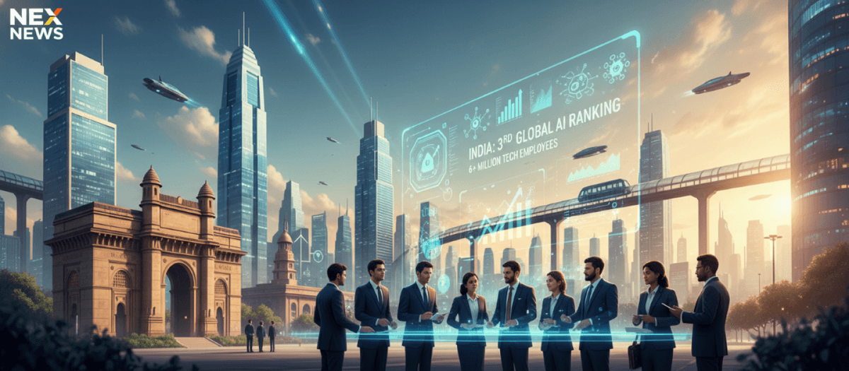 India ranks 3rd in AI; tech revenue to hit $300B in 2026 with 6M+ ecosystem employees.