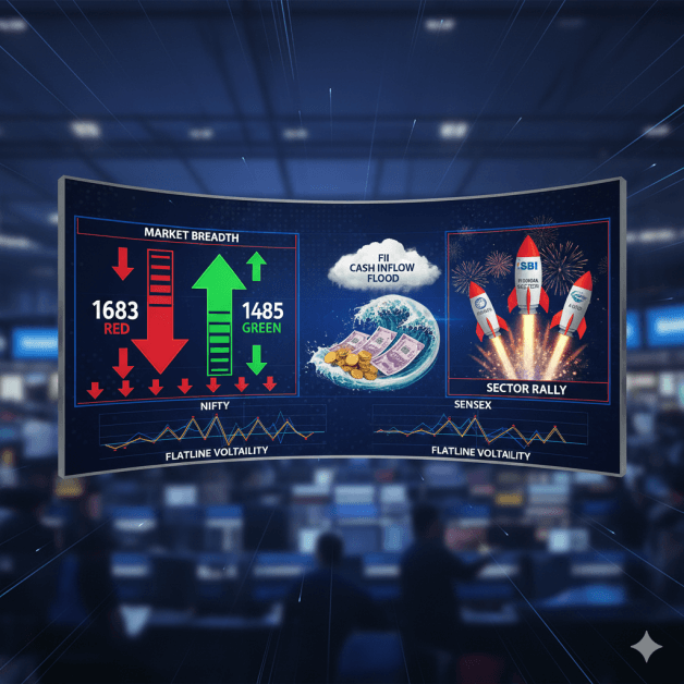 Indian Stock Market Feb 11 2026 Flatbreadth: 1,485 Advancers Vs 1,683 Decliners PSU Pharma Auto Lead Gains
