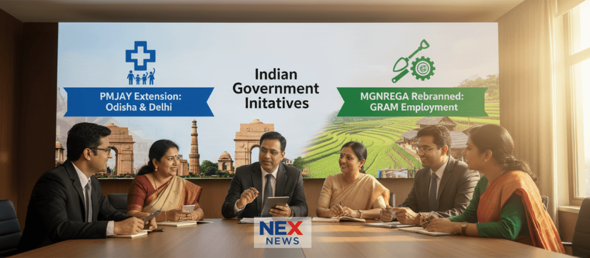 PMJAY expanded to Odisha & Delhi (excl. WB). MGNREGA rebranded GRAM with 125 guaranteed work days
