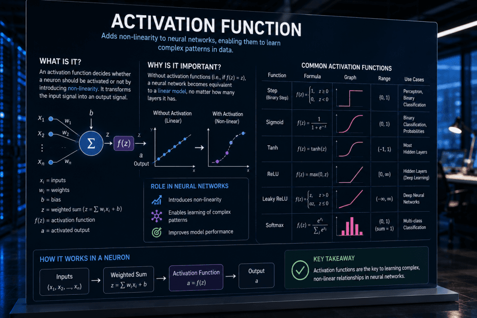 What Is an Activation Function? A Simple Guide to Activation Functions in Artificial Intelligence What Is an Activation Function? A Simple Guide to Activation Functions in Artificial Intelligence